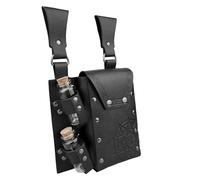 Cintura in pelle PU cintura medievale alchimie medievali vita con 2 bottiglie fantasia mago vita per Halloween, Nero , Taglia unica, Bellezza di massa