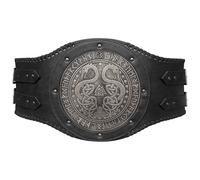 Cintura in pelle PU goffrata larga stile vichingo con accessorio per cintura in vita con armatura da cavaliere rinascimentale in stile nordico medievale adatto per Black