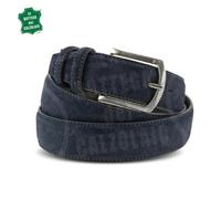 La Bottega del Calzolaio Cintura uomo in pelle scamosciata blu, artigianale, made in italy, 3,5 cm. (110 cm (42/44-44/46 EU))