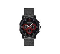 (Cintura in rete nera) 5009 Orologio al quarzo da uomo in pelle impermeabile con tre occhielli e sei