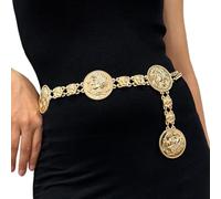 Cintura in vita ad alte prestazioni, elegante per palcoscenici, festival musicali, jeans, vestiti, cintura, gioielli metallizzati, belly dance vintage, cintura regolabile, gold, Taglia unica