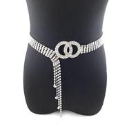 Cintura in Vita Con Strass da Donna, Regolabile Con Diamanti O-Ring per Jeans e Abiti, Argentato, Taglia Unica