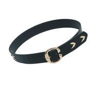Cintura larga alla moda per abiti e cappotti che dimagriscono corsetto in pelle PU Cincher accessorio donna ampio Cinching, Nero , Gold buckle