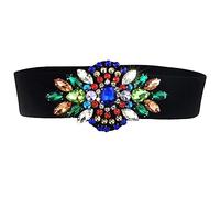 Cintura larga da donna con strass di cristallo fatti a mano Cintura elastica in vita Decorazione cintura Cintura con diamanti alla moda(Multicolor)