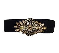 Cintura larga da donna con strass di cristallo fatti a mano Cintura elastica in vita Decorazione cintura Cintura con diamanti alla moda(oro)