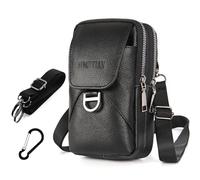 Cintura Marsupio Uomo Tracolla Borsa - Pelle Custodia Porta Cellulare per Portafoglio Kit Phone Pouch - Piccolo Accessori Borsello Moschettone Smartphone Lavoro Trekking