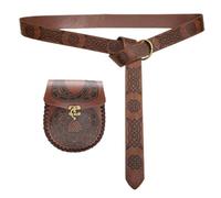Cintura medievale con tasca portamonete regolabile in pelle PU cintura in vita e borsa set Halloween festa Cosplay accessori, Marrone B