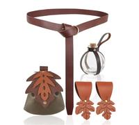 Cintura medievale in pelle con coulisse in vita borsa pozione tappata bottiglia per adulti Halloween LARP Cosplay accessorio, Argento