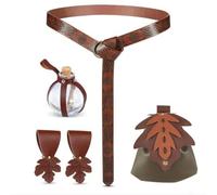 Cintura medievale in pelle con coulisse in vita borsa pozione tappata bottiglia per adulti Halloween LARP Cosplay accessorio, H