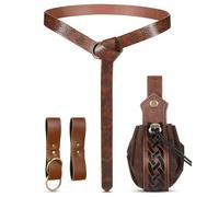 Cintura medievale in pelle con coulisse in vita borsa pozione tappata bottiglia per adulti Halloween LARP Cosplay accessorio, P
