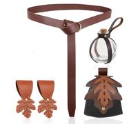 Cintura medievale in pelle con coulisse in vita borsa pozione tappata bottiglia per adulti Halloween LARP Cosplay accessorio, F