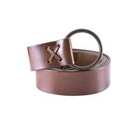 Mittelalter-Ledergürtel M.Messingring 150 CM, Braun Oppure Nero