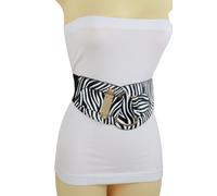 Cintura Moda Bellezza Zebra Nera Bianca Con Gancio Dorato Taglia Plus L XL