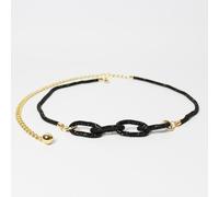Cintura nera donna gioiello sottile elegante con brillantini strass e catena oro