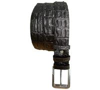 Cintura nera in vera pelle di alligatore hornback per gli uomini, cintura da uomo in vera pelle di coccodrillo, nero, vita 40