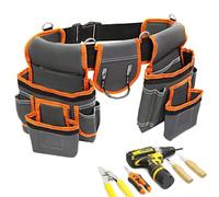 Cintura per attrezzi da elettricista, organizer regolabile, cintura professionale con 18 tasche, per falegnameria, idraulici, costruzioni, tetti, giardinaggio