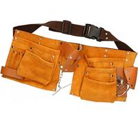Cintura per attrezzi in pelle - 11 scomparti - Cintura per attrezzi - ToolPack - Grembiule per unghie doppio - Supporto per martello - Professionale - Lusso