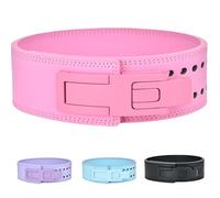 Cintura per Sollevamento Pesi con Leva, Cintura da Powerlifting in Pelle da 10mm con Fibia a Leva Regolabile, Deadlift & Squat - Antiscivolo, per Uomini e Donne Pink