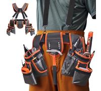 Cintura porta attrezzi con bretelle - Cintura professionale regolabile con | 19 tasche, organizer per utensili per elettricisti, falegnami, falegnami, costruzioni