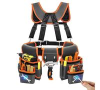 Cintura porta attrezzi da uomo, a sgancio rapido, con bretelle, 18 tasche, resistente, per falegnameria, idraulica, costruzione, inquadratura, tetto, giardinaggio