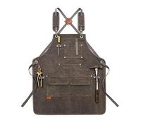 Cintura porta attrezzi Grembiule da lavoro in tela resistente for beni durevoli con tasche for attrezzi, cinghie incrociate sul retro regolabili for la verniciatura della lavorazione del legno(2)