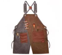 Cintura porta attrezzi Grembiule da lavoro in tela resistente for beni durevoli con tasche for attrezzi, cinghie incrociate sul retro regolabili for la verniciatura della lavorazione del legno(4)