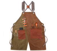 Cintura porta attrezzi Grembiule da lavoro in tela resistente for beni durevoli con tasche for attrezzi, cinghie incrociate sul retro regolabili for la verniciatura della lavorazione del legno(6)