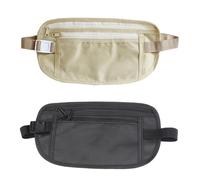 Cintura Portasoldi Nascosta, 2 pezzi Borsa da Cintura, marsupio di sicurezza antifurto, marsupio sportivo, Marsupio Regolabile Porta Oggetti Portafoglio di Nascosto per Viaggio, beige, nero