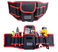 Cintura portautensili da 50 cm, resistente, con tasche multiple, borsa portaoggetti in tela, lunghezza regolabile, 50 cm, nera, a mani libere, organizer per il trasporto per elettricisti e riparazioni