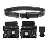 Cintura portautensili da falegname con 10 tasche, cintura per attrezzi da uomo, per edilizia, elettricisti, multiuso, cintura per attrezzi da incorniciare, borsa organizer (nero, standard)