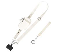 Cintura pronta con tasca zip, cintura di sicurezza regolabile con carabiner | Cordino telefonico con portafoglio | Per il posto di lavoro all'aperto, acquista concerti in viaggio, bianco, Se référer