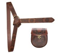 Cintura regolabile in pelle PU Celti con portamonete per adulti costume medievale mascherate festa vestire decorazioni vita, Marrone B