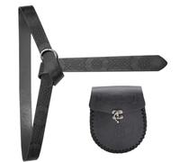 Cintura regolabile in pelle PU Celti con portamonete per adulti costume medievale mascherate festa vestire decorazioni vita, Nero C