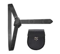 Cintura regolabile in pelle PU Celti con portamonete per adulti costume medievale mascherate festa vestire decorazioni vita, Nero A