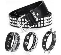 Cintura rivettata, 4 pezzi grunge accessori gotica da donna, cintura studded per punk emo grunge Halloween Natale 80 feste unisex, Nero