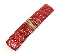 Cintura rossa con paillettes da donna con corsetto elastico elasticizzato e fascia in vita con fibbia dorata