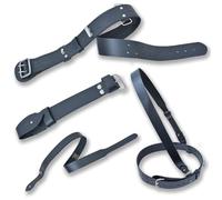 Cintura Sam Browne in pelle nera, tracolla regolabile, fibbia cromata, Nero , 42