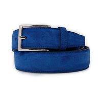 Cintura scamosciata uomo in vera pelle cinta camoscio artigianale casual 3,5 cm con fibbia per jeans abiti da ragazzo artigianale made in italy classica elegante moda 115 Vera Pelle Blu elettrico