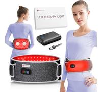 Cintura senza fili per terapia a luce rossa con funzione di massaggio e cuscinetto riscaldante per alleviare il mal di schiena, tre (3) impostazioni di temperatura e massaggio lenitivo per comfort e