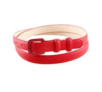 Cintura sottile da donna in pelle Cintura da donna in pelle sottile Cintura sottile in pelle Accessori per abbigliamento da donna, Rosso, 125cm