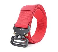 NEFLUM Cintura sportiva in tela con fibbia automatica in metallo Cintura tattica in nylon per esterni Cintura decorativa casual con larghezza di 3,8cm, Rosso, 125x3.8cm
