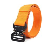 Cintura sportiva in tela con fibbia automatica in metallo Cintura tattica in nylon per esterni Cintura decorativa casual con larghezza di 3,8cm, Arancia, 125x3.8cm
