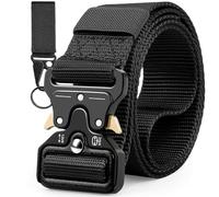 Cintura Tattica, Cintura lavoro uomo con Fibbia a sgancio rapido in metallo, Cintura Tessuto Nylon in Heavy adatto per sport all'aperto e salvataggio militare, Cinta Nera
