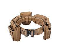 Cintura tattica Molle con 5 sacchetti, fibbia a sgancio rapido, regolabile, cintura tattica interna esterna militare da combattimento, marrone chiaro, 96cm, Moda