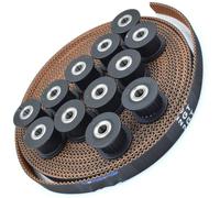 Cintura Trasmissione Per K1 Di 3,5 Metri 2GT-7.7 RF Cinghia Dentata Aperta 10 Pezzi 20 Denti 2GT Puleggia Folle Foro 4 Mm Stampante 3D Argento(7.7mm-(Black Idler))