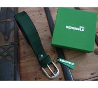 cintura unisex verde inglese 110/125 regolabile 35 mm fibbia ottone argento