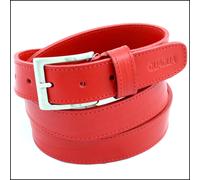 Cintura Uomo di vera Pelle Rossa Cinta da Donna in Cuoio Sportiva Accorciabile w