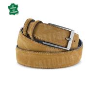 Cintura Uomo Donna in Vera Pelle Camoscio Marrone Chiaro Casual Accorciabile