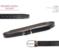 Cintura uomo Romeo Gigli cinta in pelle double face nero marrone fibbia argento