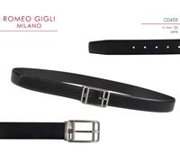 Cintura uomo Romeo Gigli in vera pelle 125 cm nera altezza 3,5 cm fibbia argento
